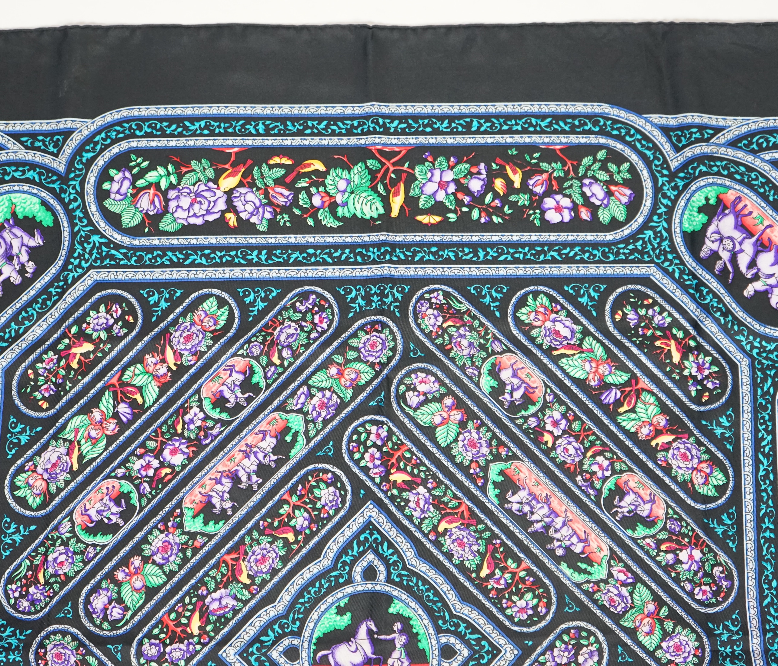 A Hermès silk scarf - Qalamdan by Catherine Baschet, c.1990, 90cm x 90cm